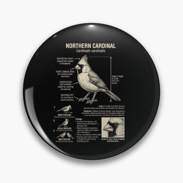 Item preview, Northern Cardinal Scientific Anatomy Ornithology Animal Lover designed and sold by Kimberley King Art  King Art.