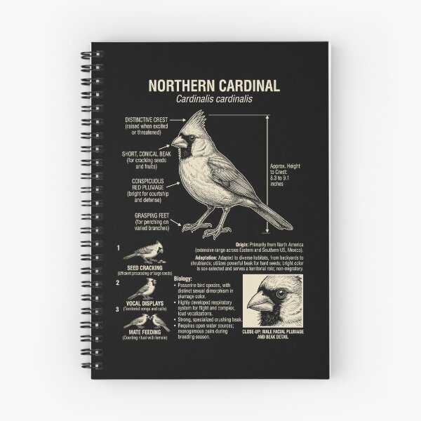 Item preview, Northern Cardinal Scientific Anatomy Ornithology Animal Lover designed and sold by Kimberley King Art  King Art.