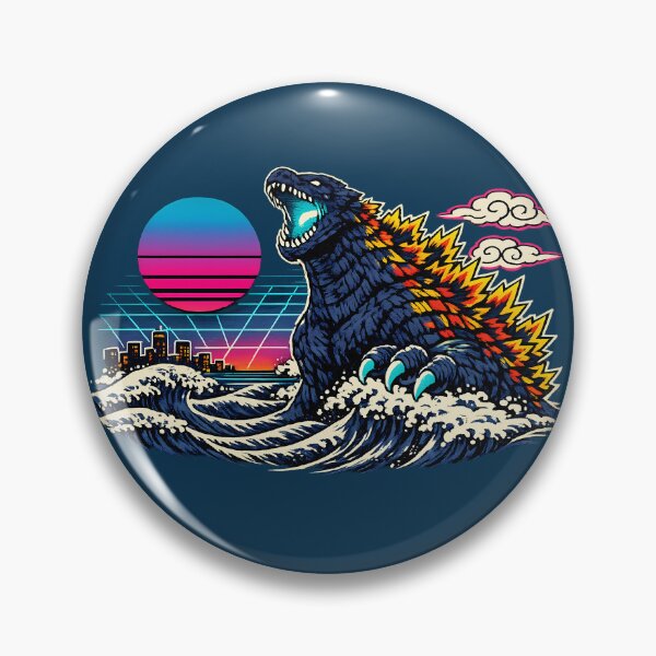 Item preview, Neon Retro Synthwave Ukiyo‑E Kaiju designed and sold by KungPowUnicorn.