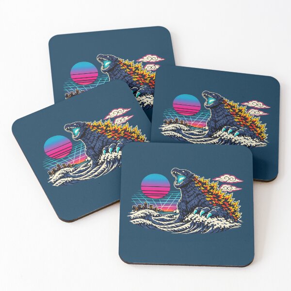Item preview, Neon Retro Synthwave Ukiyo‑E Kaiju designed and sold by KungPowUnicorn.