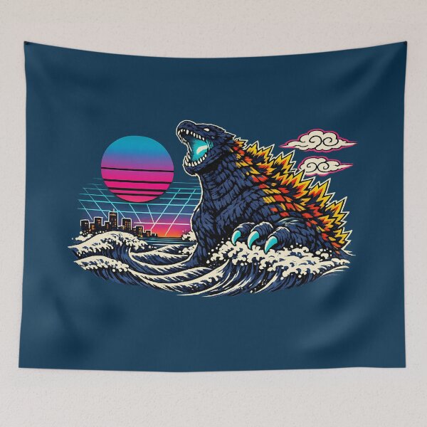 Item preview, Neon Retro Synthwave Ukiyo‑E Kaiju designed and sold by KungPowUnicorn.