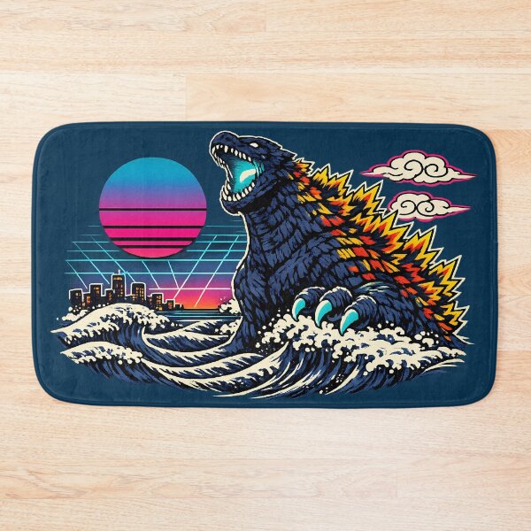 Item preview, Neon Retro Synthwave Ukiyo‑E Kaiju designed and sold by KungPowUnicorn.
