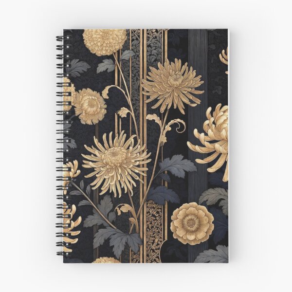 Item preview, Elegant Black Gold Chrysanthemum Floral Pattern designed and sold by IntelliMindDesigns.