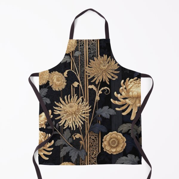 Item preview, Elegant Black Gold Chrysanthemum Floral Pattern designed and sold by IntelliMindDesigns.