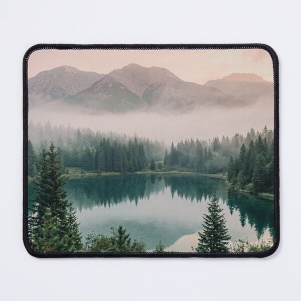 Item preview, Misty Mountain Lake, Nature Lover Gift, Foggy Pine Forest Landscape, Cozy Cabin, Outdoor Adventure, Housewarming Camping Gift designed and sold by Covent Vaughn.
