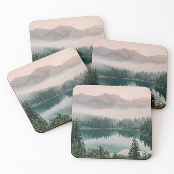 Item preview, Misty Mountain Lake, Nature Lover Gift, Foggy Pine Forest Landscape, Cozy Cabin, Outdoor Adventure, Housewarming Camping Gift designed and sold by Covent Vaughn.