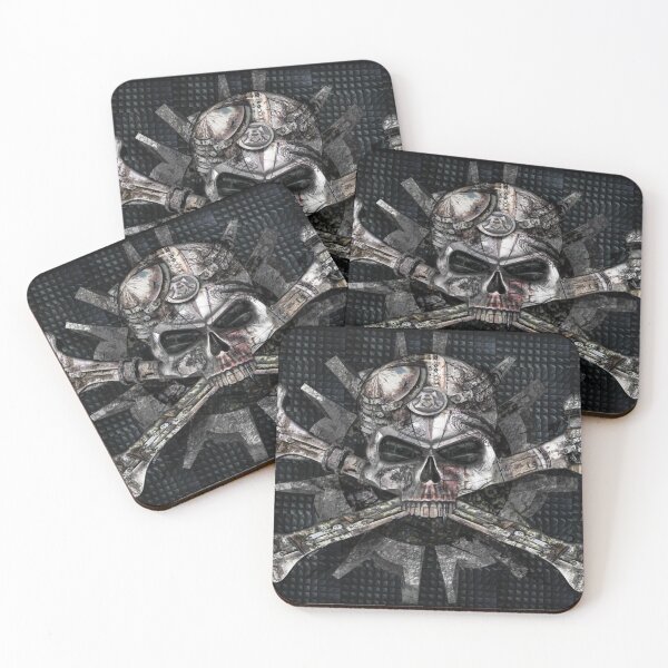 Item preview, Grunge Metallic Skull and Crossbones – Edgy Industrial Biker Art designed and sold by RaresS.