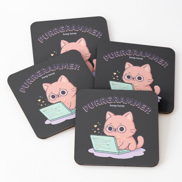 Item preview, Purrgrammer Beep Boop Kawaii Cat Programmer designed and sold by Bianca Oltean.