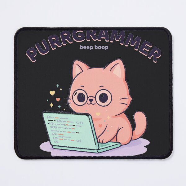 Item preview, Purrgrammer Beep Boop Kawaii Cat Programmer designed and sold by Bianca Oltean.