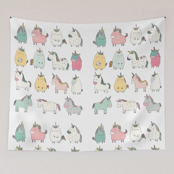 Aperçu de l'œuvre Collection de licornes potelées et mignonnes | Design de licornes kawaii pour enfants créée et vendue par Lina Caro.
