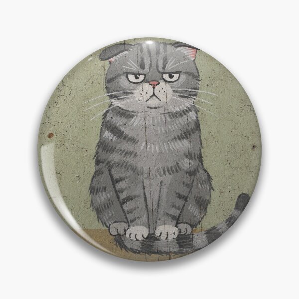 Item preview, Indignant Scottish Fold Cat Folk Art Painting designed and sold by PictorialWhimsy.