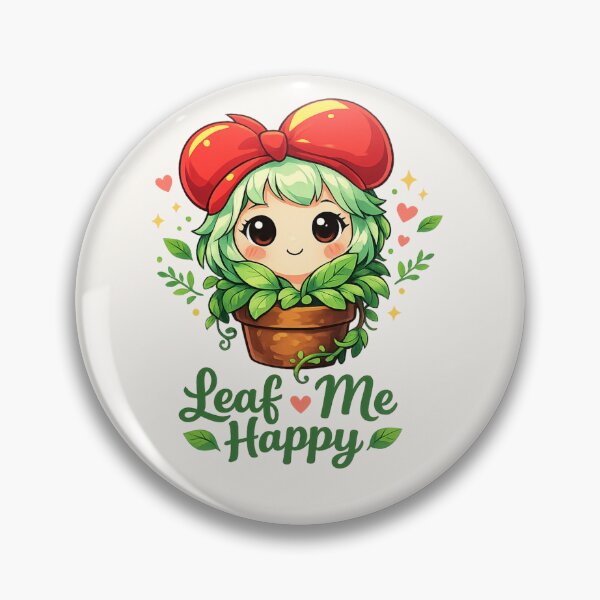 Item preview, Leaf Me Happy - Cute Kawaii Plant Girl designed and sold by BlackSector77.