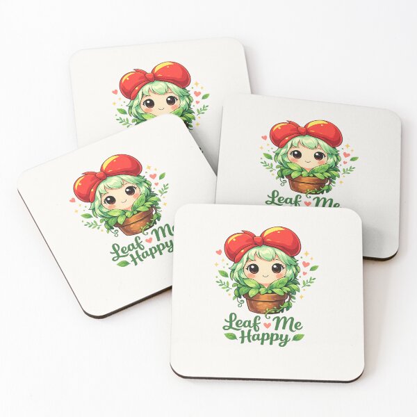 Item preview, Leaf Me Happy - Cute Kawaii Plant Girl designed and sold by BlackSector77.