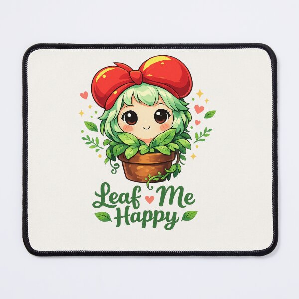 Item preview, Leaf Me Happy - Cute Kawaii Plant Girl designed and sold by BlackSector77.