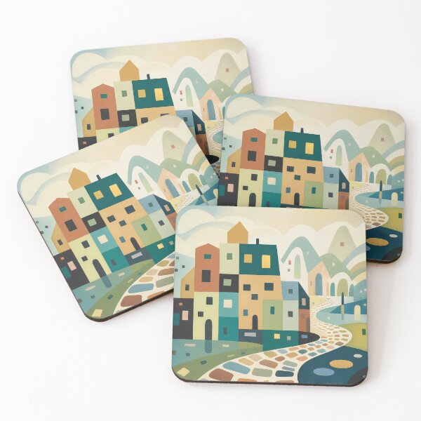 Item preview, Whimsical Geometric Cityscape – Paul Klee Inspired Abstract Village Art Print designed and sold by Tamas Das.