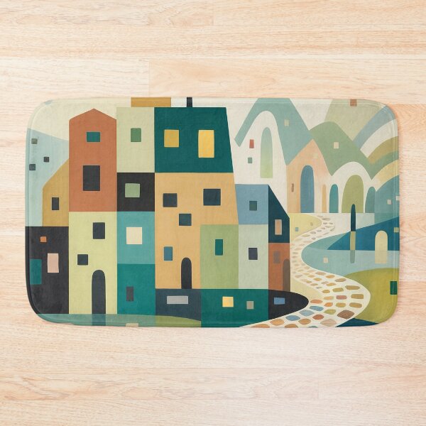 Item preview, Whimsical Geometric Cityscape – Paul Klee Inspired Abstract Village Art Print designed and sold by Tamas Das.