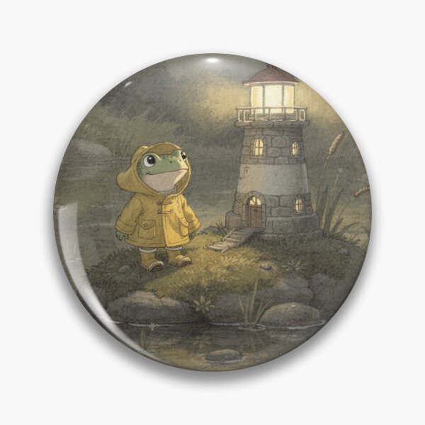 Item preview, Frog Lighthouse Keeper on a Pebble Cottagecore Art designed and sold by PictorialWhimsy.