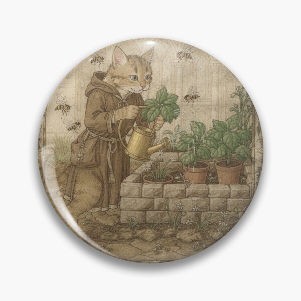 Item preview, Medieval Cat Gardener Tending a Walled Herb Garden Manuscript designed and sold by PictorialWhimsy.