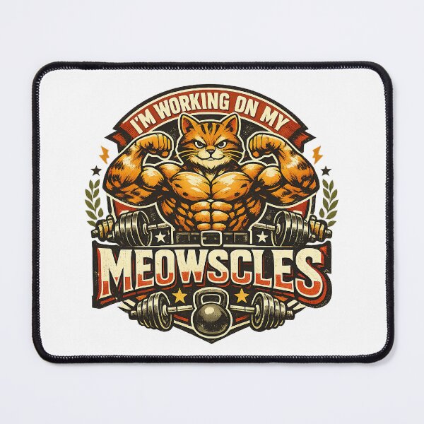 Item preview, Im Working On My Meowscles Cat, Fitness Humor, Funny Workout designed and sold by graphic-genie.