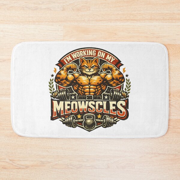 Item preview, Im Working On My Meowscles Cat, Fitness Humor, Funny Workout designed and sold by graphic-genie.