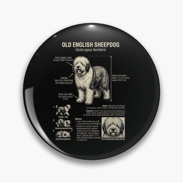 Item preview, Old English Sheepdog Scientific Anatomy Biology Dog Lover designed and sold by Kimberley King Art  King Art.