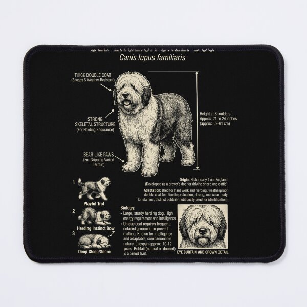Item preview, Old English Sheepdog Scientific Anatomy Biology Dog Lover designed and sold by Kimberley King Art King Art.