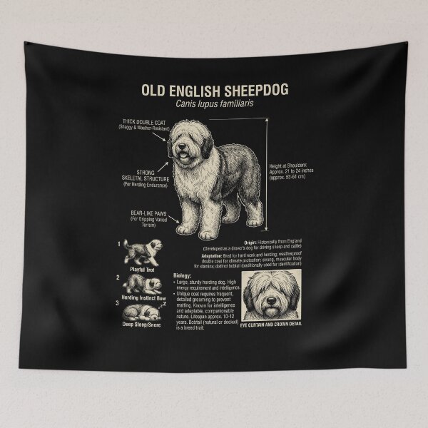 Item preview, Old English Sheepdog Scientific Anatomy Biology Dog Lover designed and sold by Kimberley King Art  King Art.