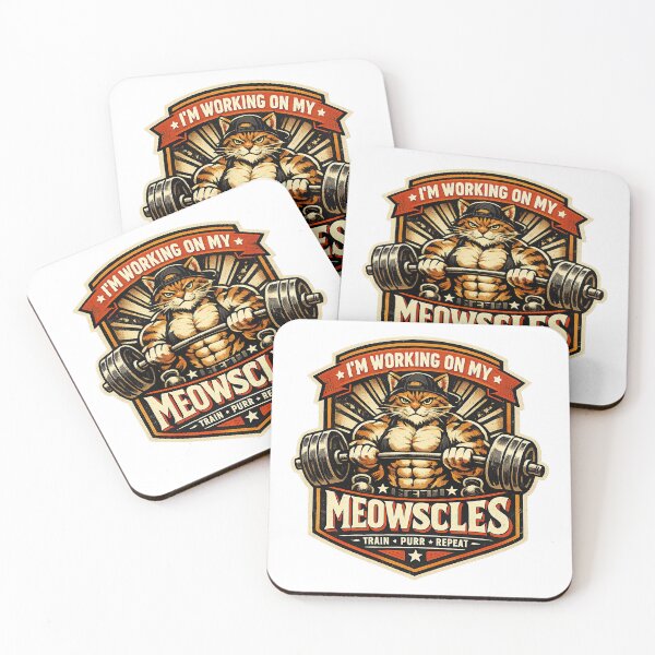 Item preview, Im Working On My Meowscles Cat, Fitness Humor, Funny Workout designed and sold by graphic-genie.