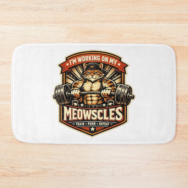 Item preview, Im Working On My Meowscles Cat, Fitness Humor, Funny Workout designed and sold by graphic-genie.