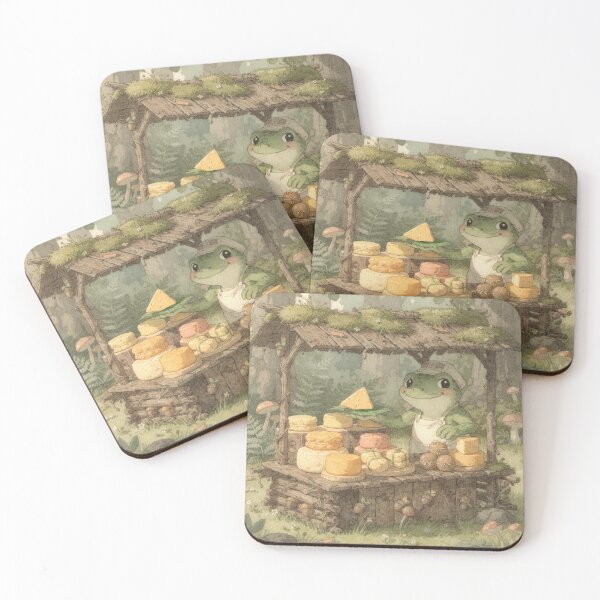 Item preview, Frog Cheesemonger at the Pond Market Cottagecore Art designed and sold by PictorialWhimsy.