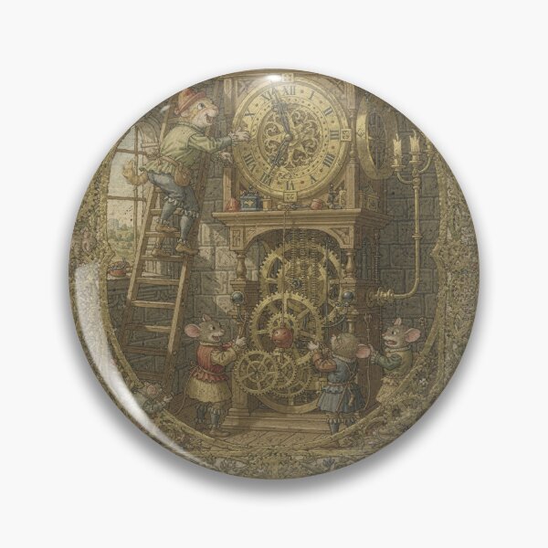 Item preview, Medieval Cat Clockmaker Winding the Tower Bell Manuscript designed and sold by PictorialWhimsy.
