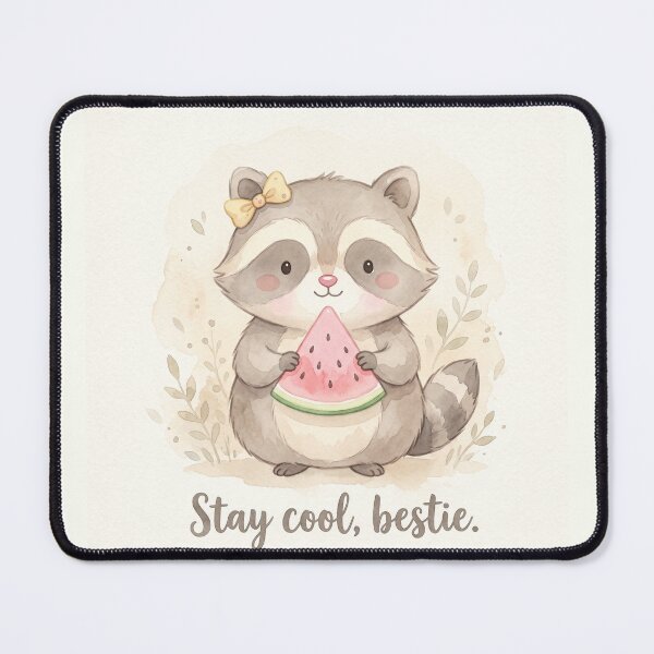 Item preview, Stay Cool Bestie Raccoon Sticker | Cute Watermelon Raccoon Watercolor Illustration designed and sold by DmaarGroup.