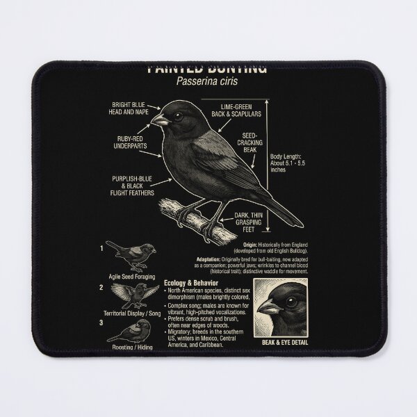 Item preview, Painted Bunting Scientific Anatomy Ornithology Animal Lover designed and sold by Kimberley King Art  King Art.