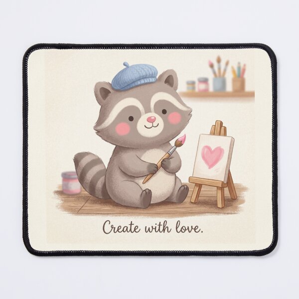 Item preview, Create with Love Raccoon Shirt | Cute Artist Raccoon Illustration designed and sold by DmaarGroup.