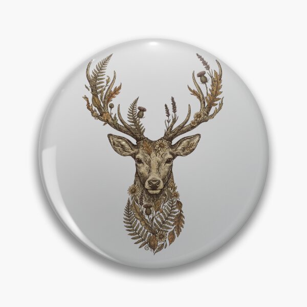 Item preview, Boho Deer Head with Antlers and Wildflowers — Woodland Botanical Illustration designed and sold by Ortsas.