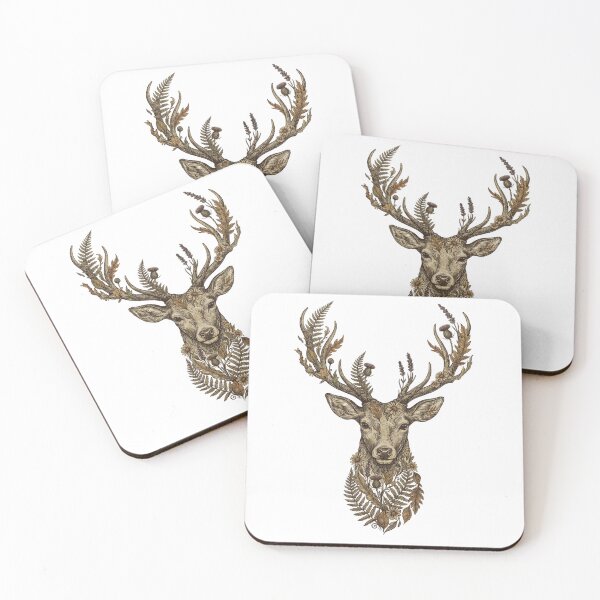 Item preview, Boho Deer Head with Antlers and Wildflowers — Woodland Botanical Illustration designed and sold by Ortsas.