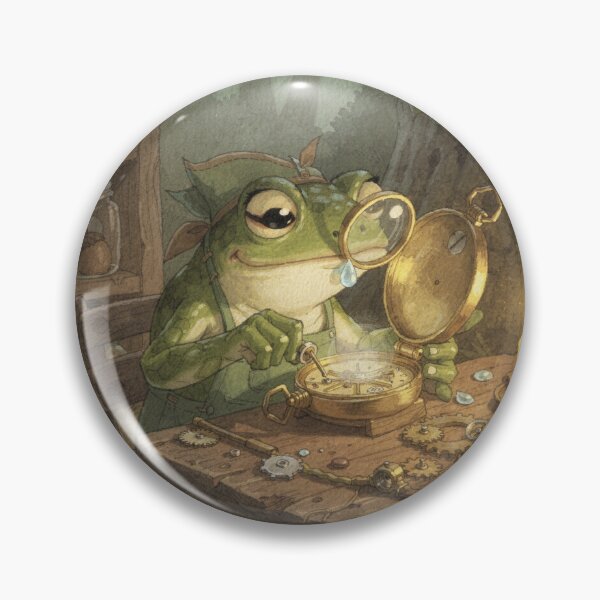 Item preview, Frog Watchmaker With a Dewdrop Loupe Cottagecore Art designed and sold by PictorialWhimsy.