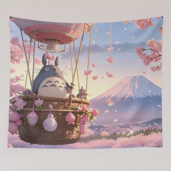 Item preview, Cute kawaii art [[totoros]] -%[ghiblis]%- flying with ballon aways  designed and sold by kuumeiji.