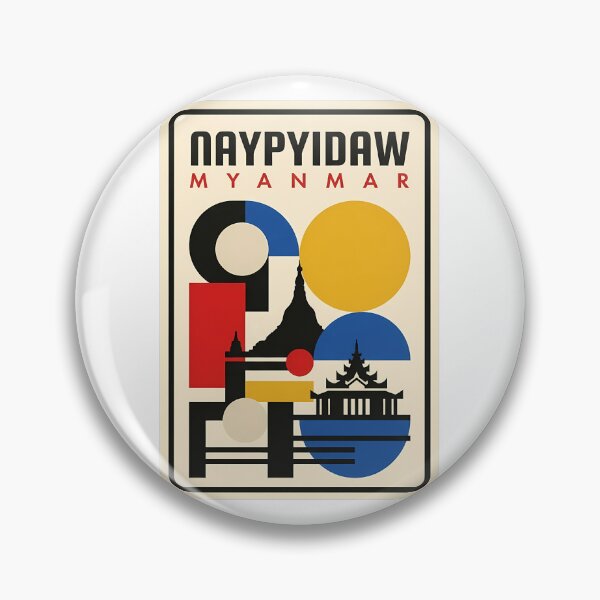 Item preview, Naypyidaw Myanmar Bauhaus Style Geometric Travel Art designed and sold by k3rstman1.