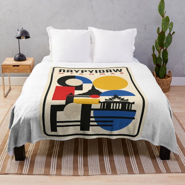 Item preview, Naypyidaw Myanmar Bauhaus Style Geometric Travel Art designed and sold by k3rstman1.