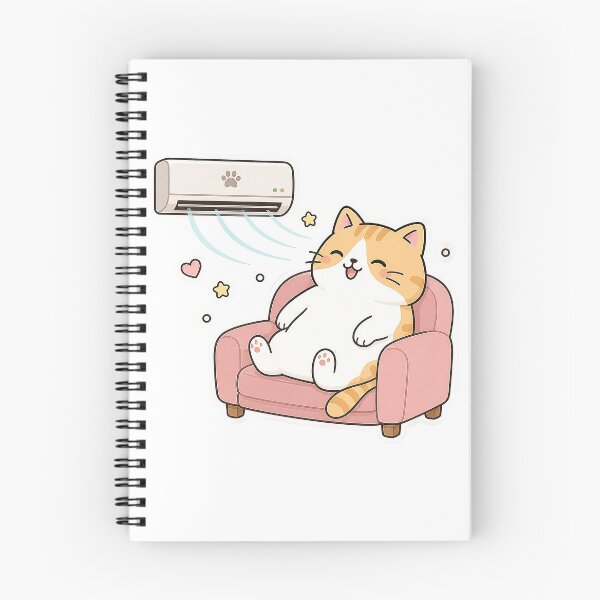 Item preview, Cute Orange Cat Chilling Under Air Conditioner Kawaii Ginger Kitty Summer Vacation Illustration designed and sold by NoopnyangStudio.