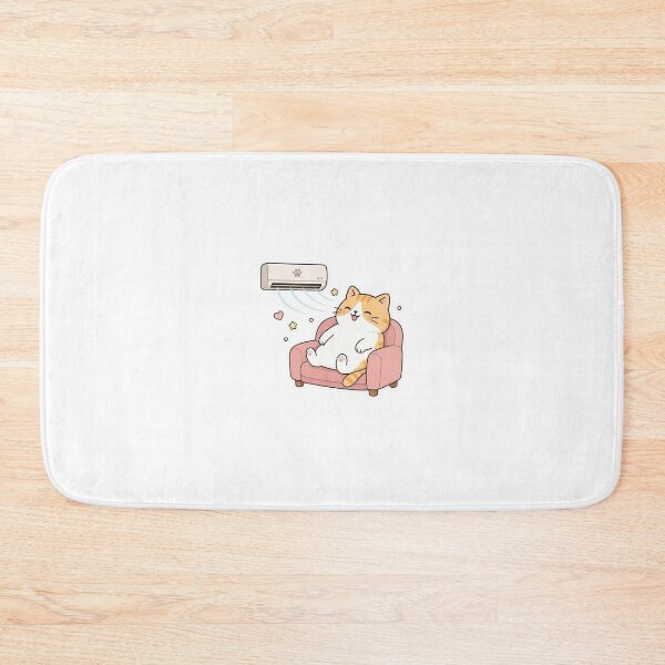 Item preview, Cute Orange Cat Chilling Under Air Conditioner Kawaii Ginger Kitty Summer Vacation Illustration designed and sold by NoopnyangStudio.
