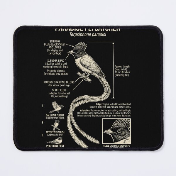 Item preview, Paradise Flycatcher Scientific Anatomy Ornithology Animal Lover designed and sold by Kimberley King Art  King Art.