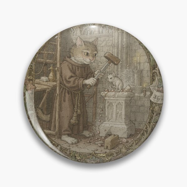 Item preview, Medieval Cat Stonemason Carving a Gargoyle Manuscript designed and sold by PictorialWhimsy.