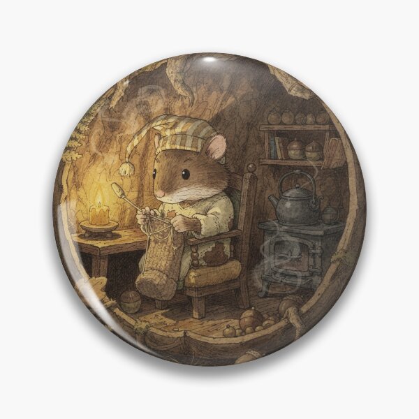 Item preview, Vole Folk Darning a Sock by Candlelight - Forest Folk designed and sold by PictorialWhimsy.
