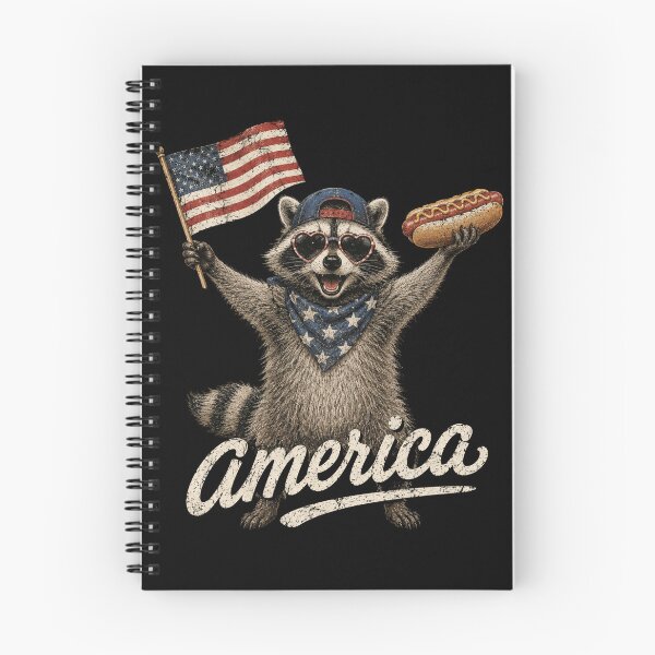 Item preview, Patriotic Raccoon with Flag and Hot Dog Vintage Americana Art designed and sold by MotivaChic.