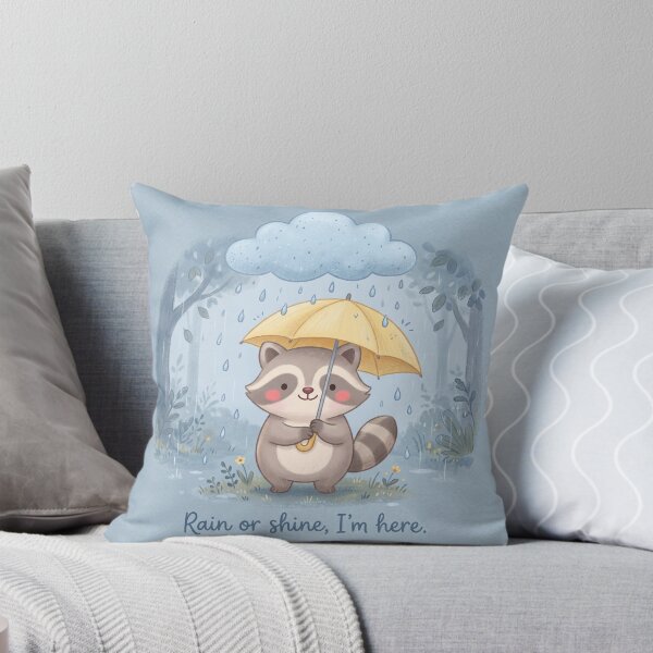 Item preview, Rain or Shine I'm Here Raccoon Mug | Cute Umbrella Raccoon Illustration designed and sold by DmaarGroup.
