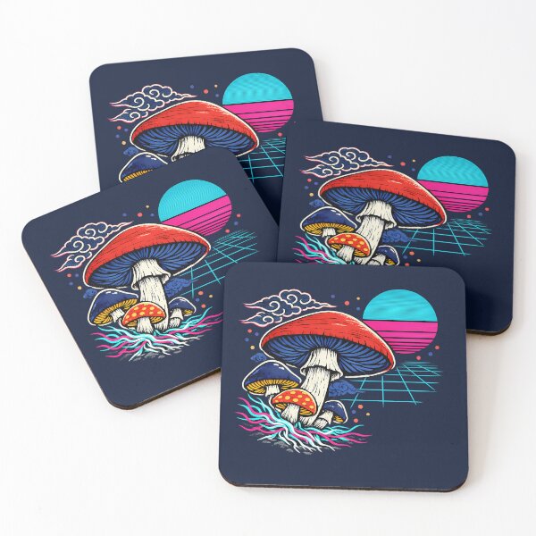 Item preview, Neon Retro Synthwave Ukiyo‑E Mushrooms designed and sold by KungPowUnicorn.