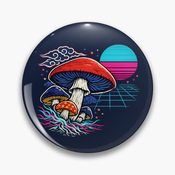 Item preview, Neon Retro Synthwave Ukiyo‑E Mushrooms designed and sold by KungPowUnicorn.