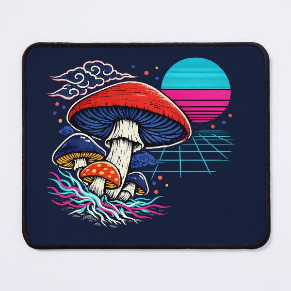 Item preview, Neon Retro Synthwave Ukiyo‑E Mushrooms designed and sold by KungPowUnicorn.